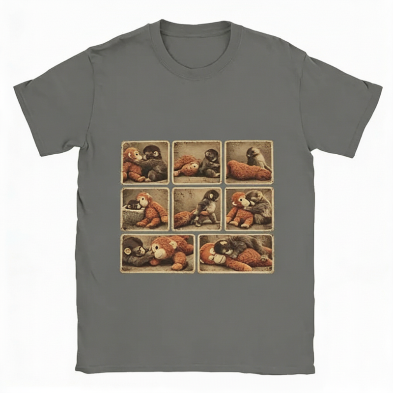 🌞Frühlingserwachen: 50% Rabatt!🐵„Punch“ Monchichi/Grafik T-Shirt – Für alle, die sich mal allein fühlen | Übergroß & weich