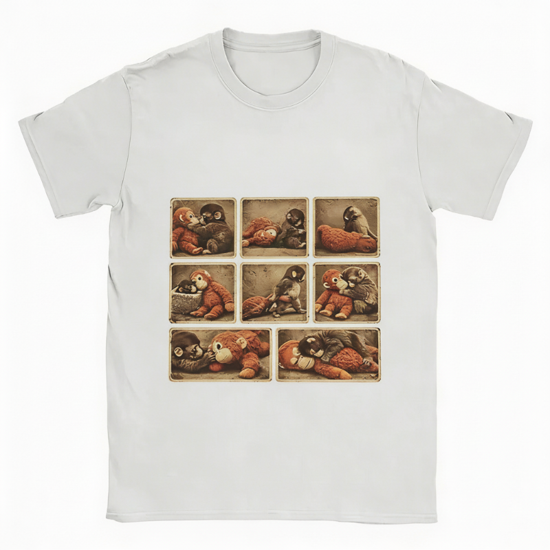 🌞Frühlingserwachen: 50% Rabatt!🐵„Punch“ Monchichi/Grafik T-Shirt – Für alle, die sich mal allein fühlen | Übergroß & weich