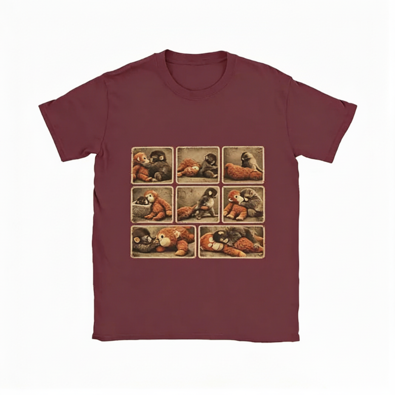 🌞Frühlingserwachen: 50% Rabatt!🐵„Punch“ Monchichi/Grafik T-Shirt – Für alle, die sich mal allein fühlen | Übergroß & weich