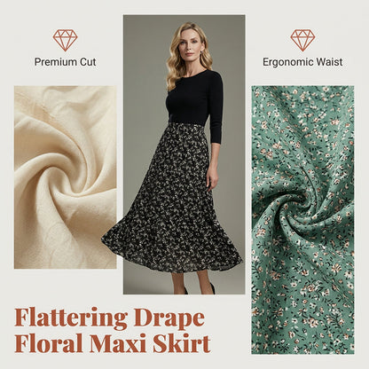 Women's Floral High-Waist A-Line Maxi Skirt