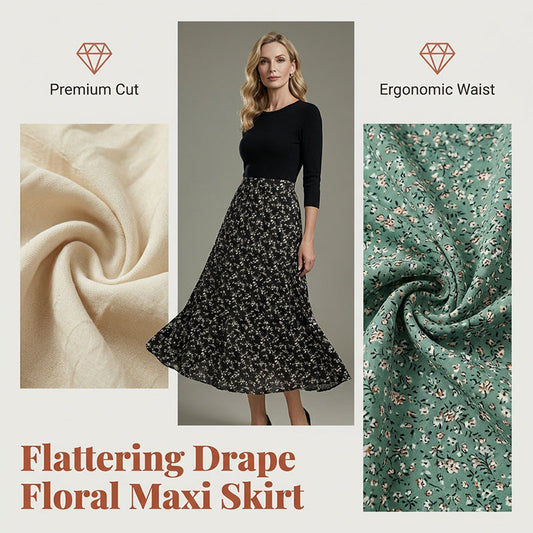 Women's Floral High-Waist A-Line Maxi Skirt