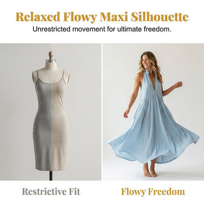 Women's Summer Halter Neck V-Neck Maxi Dress
