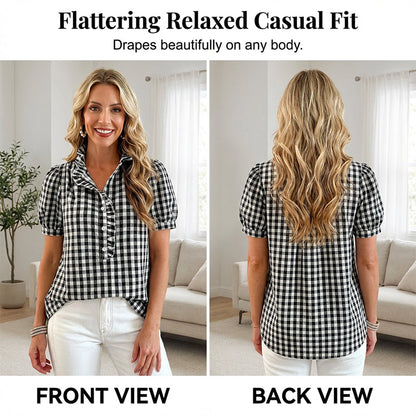 Women's Casual Ruffled Puff Sleeve Top