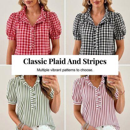 Women's Casual Ruffled Puff Sleeve Top