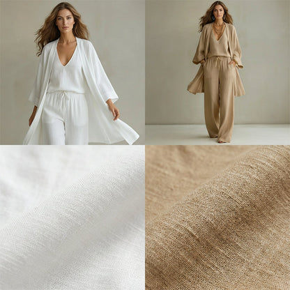 🌞Frühlingserwachen: 50% Rabatt!☁️"Pure Serenity" 3-Teiler Lounge-Set: Edle Crinkle-Optik & Fließende Silhouette