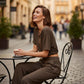👚 51% RABATT! 🌸 "Soft-Touch" Lounge-Set – Asymmetrisches Off-Shoulder Top & Weite Hose, Bequem & Perfekt Für Entspannte Tage Zuhause 💃