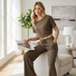👚 51% RABATT! 🌸 "Soft-Touch" Lounge-Set – Asymmetrisches Off-Shoulder Top & Weite Hose, Bequem & Perfekt Für Entspannte Tage Zuhause 💃