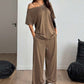 👚 51% RABATT! 🌸 "Soft-Touch" Lounge-Set – Asymmetrisches Off-Shoulder Top & Weite Hose, Bequem & Perfekt Für Entspannte Tage Zuhause 💃