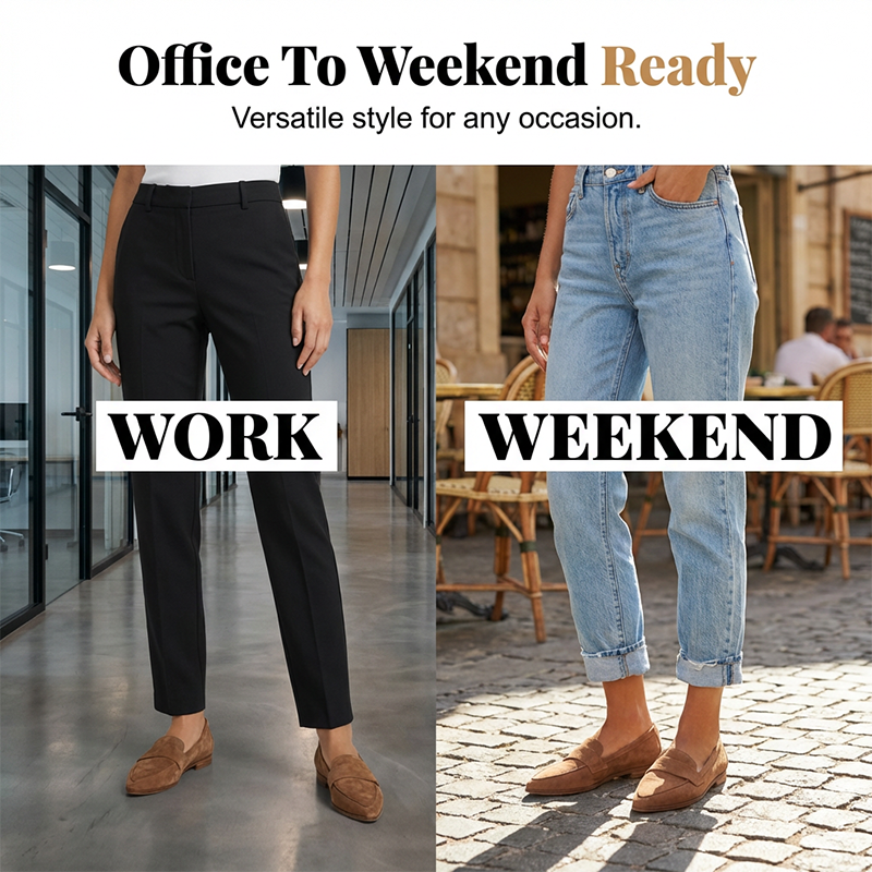 🌞Frühlingserwachen: 50% Rabatt!🪄Luxuriöse Damen-Loafer mit spitzen Zehen – Klassische Flats im Wildleder-Look – Bequeme Passform