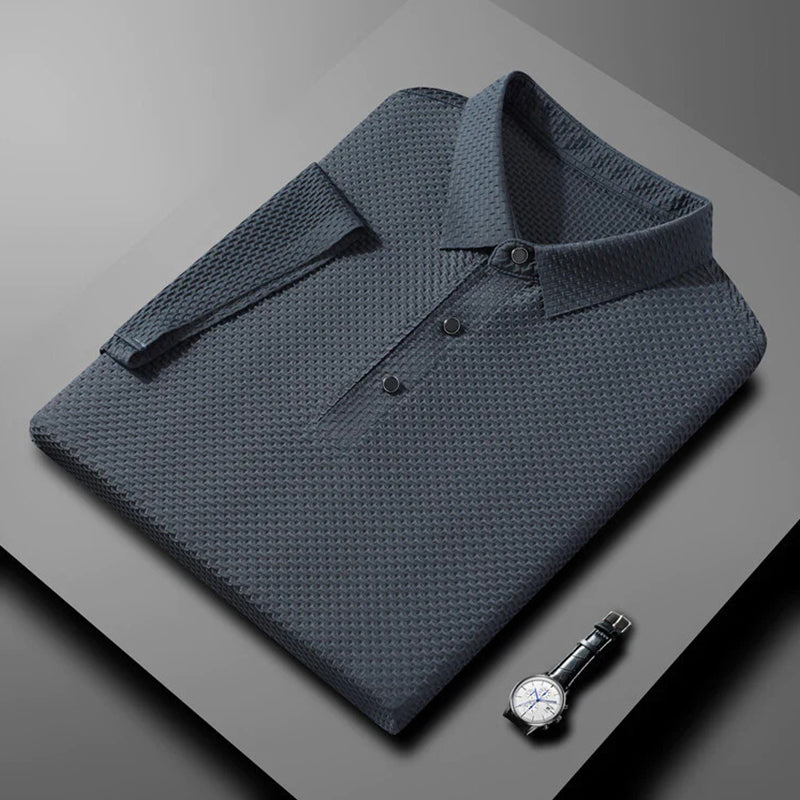 🌞Frühlingserwachen: 50% Rabatt!❄️Premium Eisenseiden-Polo für Herren: Kühl-Effekt & Absolut Bügelfrei