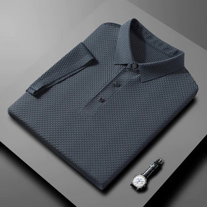 🌞Frühlingserwachen: 50% Rabatt!❄️Premium Eisenseiden-Polo für Herren: Kühl-Effekt & Absolut Bügelfrei