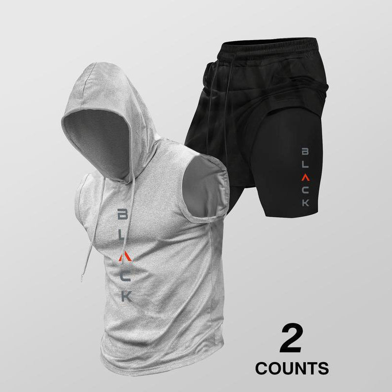 ⌛ Nur noch 1 Woche – 50 % auf alles + kostenloser Versand! ⏰Herren Sport-Set – ärmelloses Hoodie & Shorts – atmungsaktiv, schnelltrocknend & bequem 🏃‍♂️💪