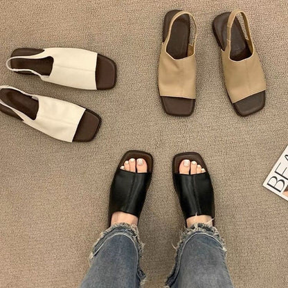 👡 LIMITED-TIME 50% RABATT! ✨ Damen Retro-Slingback-Sandalen – Eckige Zehe, Komfort, 3 Farben 🥿