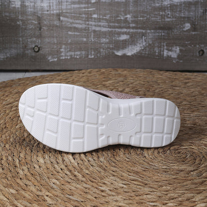 👡Damen Plateau-Sandalen aus atmungsaktivem Strickgewebe – Schlupf-Slipper mit dämpfender Sohle für Sommer, Alltag & Spaziergang