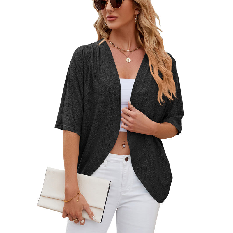 Lässige, weiche Strickjacke mit halben Ärmeln für Damen