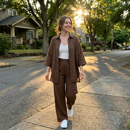 Women's Casual Shirt & Pants 2-Piece Set