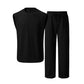 Herren-Rippstrick-Set: Ärmelloses Tanktop & Hose (2-teilig)
