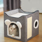 Foldable Multi-Level Cat Condo with Scratching Pad
