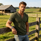 🔥 54% RABATT! 👕 Herren V-Ausschnitt T-Shirt mit Strukturstoff ✨ Zweifarbiges Streifen-Design, Bequeme Passform & Perfekt für Alltag und Freizeit