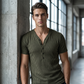 🔥 54% RABATT! 👕 Herren V-Ausschnitt T-Shirt mit Strukturstoff ✨ Zweifarbiges Streifen-Design, Bequeme Passform & Perfekt für Alltag und Freizeit
