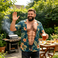 Lustiges Herren-T-Shirt mit 3D-Druck und behaarter Brust