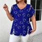 Damen Lässiges V-Ausschnitt Kurzarm T-Shirt