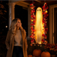 👻 Hängender Halloween-Geist auf Schaukel mit ferngesteuerter LED-Beleuchtung & Ahornblättern
