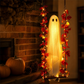 👻 Hängender Halloween-Geist auf Schaukel mit ferngesteuerter LED-Beleuchtung & Ahornblättern