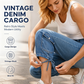 👖 Vintage-Cargo-Capri-Jeans mit Kordelzug am Saum – praktische Taschen & lässiger Stil für den Stadtalltag