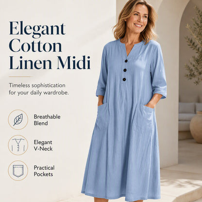 ⏰ZEITLICH BEGRENZTES ANGEBOT🔥 Oversized A-Linien-Midikleid für Damen mit Taschen