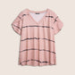 🏖️Sommer-Sonderangebot: 50 % Rabatt🏝️👚Gestreiftes Kurzarm-T-Shirt mit V-Ausschnitt in Übergröße✨
