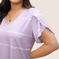 🏖️Sommer-Sonderangebot: 50 % Rabatt🏝️👚Gestreiftes Kurzarm-T-Shirt mit V-Ausschnitt in Übergröße✨