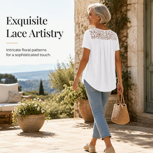 Elegantes T-Shirt mit Spitzenkragen