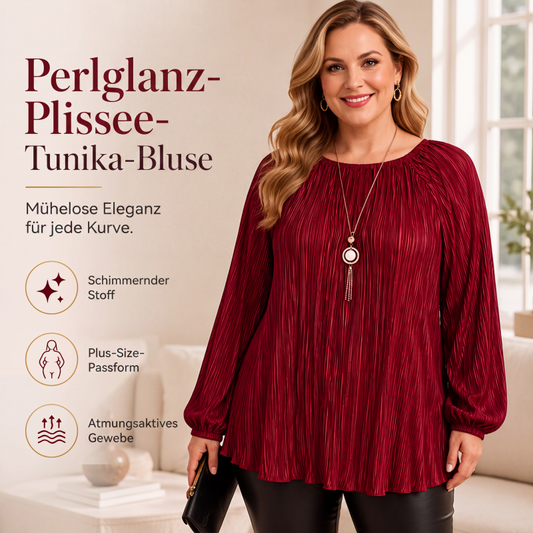 Langärmliges Plissee-Oberteil für Damen in Übergröße