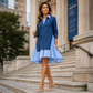 ⏰Damen Langarmkleid mit Streifenmuster und Lagenlook – Vielseitiges Kleid für Freizeit, Büro und Alltag