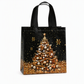 🎁Schwarze Weihnachts-Geschenktragetasche aus Vliesstoff, Geschenkverpackungstasche für Feiertage, 23x22x11 cm