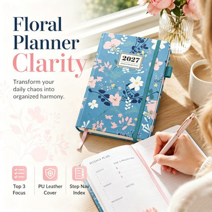 🔥🎁 2+1 GRATIS!!🥳💞 50K+ VERKAUFT! ⚡🌼 Eleganter floraler Wochenplaner 2027
