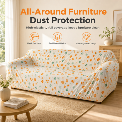 Bedruckte elastische Staubschutzhülle für Bett und Sofa