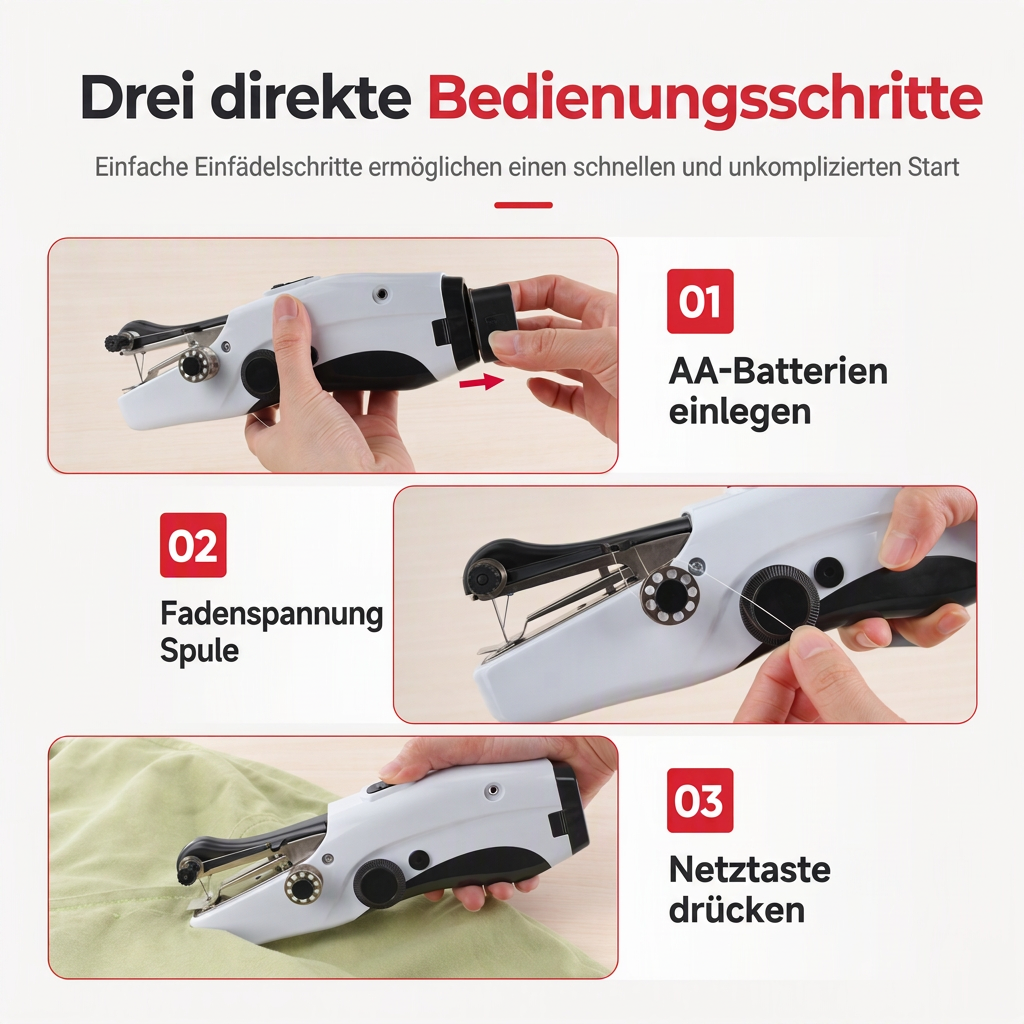 Mini elektrische Handnähmaschine – tragbar, akkubetrieben, für schnelle Reparaturen zu Hause oder unterwegs