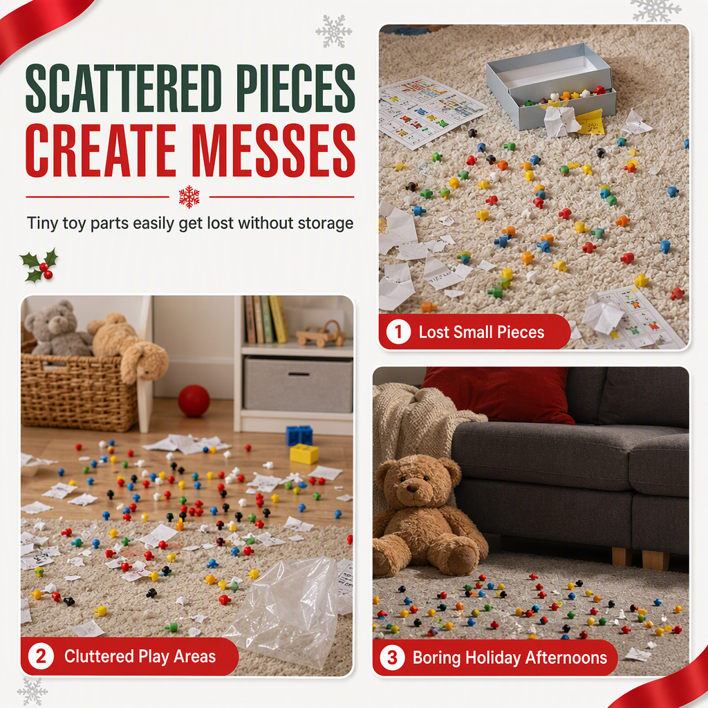 Kinder Weihnachts-3D-Mosaik-Spielset mit bunten Pilznägeln und Motivkarten