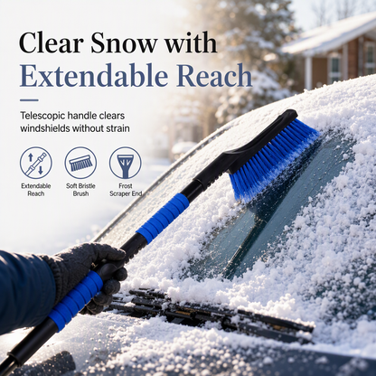 Ausziehbare Autoschneeschaufel mit Schneebürste und Schaber
