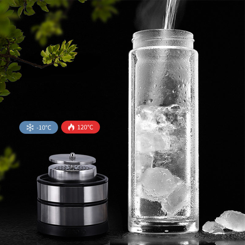 Hochwertige Teeflasche aus Glas mit Teesieb