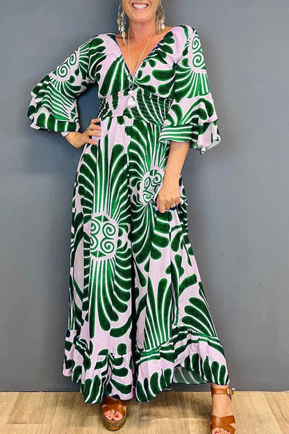 Vintage Blumen -Rüschenhülsen -Jumpsuit