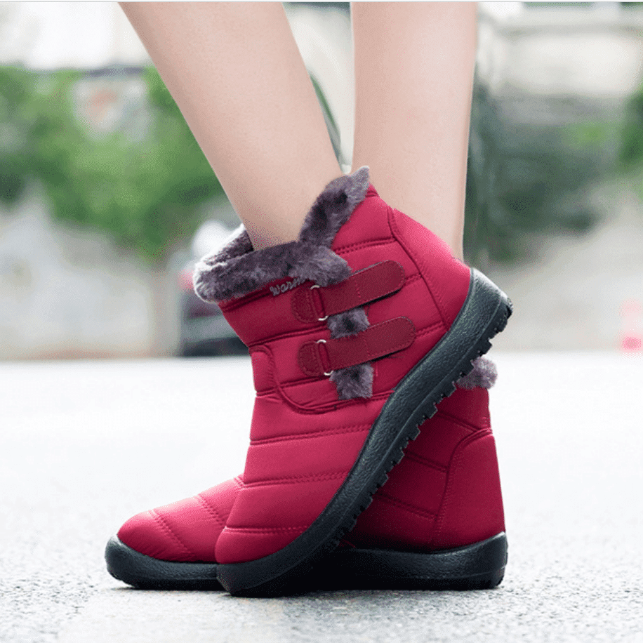Damen wasserdichte Schneestiefel Winterschuhe mit warmem Plüschfleece -Fleece -Stiefelettenstiefel
