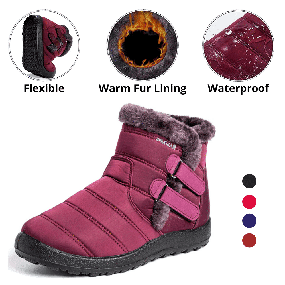 Damen wasserdichte Schneestiefel Winterschuhe mit warmem Plüschfleece -Fleece -Stiefelettenstiefel