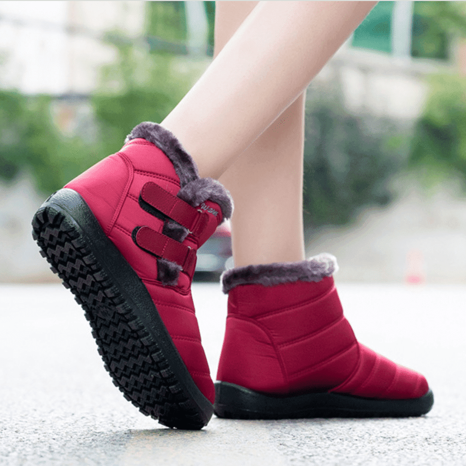Damen wasserdichte Schneestiefel Winterschuhe mit warmem Plüschfleece -Fleece -Stiefelettenstiefel