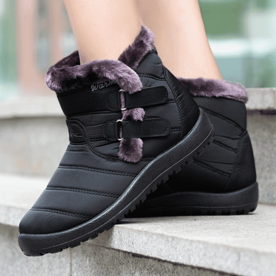 Damen wasserdichte Schneestiefel Winterschuhe mit warmem Plüschfleece -Fleece -Stiefelettenstiefel
