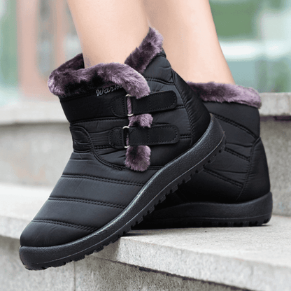 Damen wasserdichte Schneestiefel Winterschuhe mit warmem Plüschfleece -Fleece -Stiefelettenstiefel