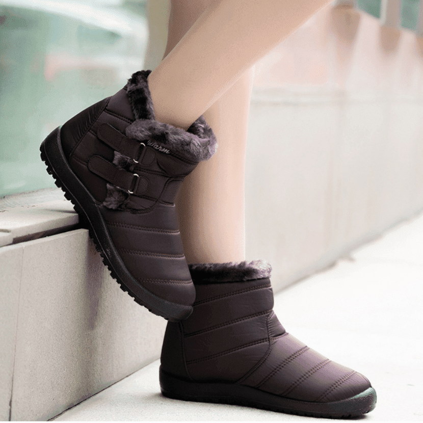 Damen wasserdichte Schneestiefel Winterschuhe mit warmem Plüschfleece -Fleece -Stiefelettenstiefel