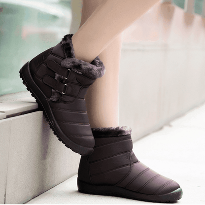 Damen wasserdichte Schneestiefel Winterschuhe mit warmem Plüschfleece -Fleece -Stiefelettenstiefel
